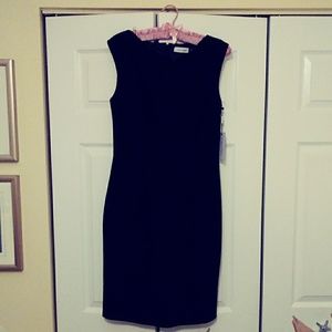 Calvin Klein Black Sleeveless Midi Sheath Dress